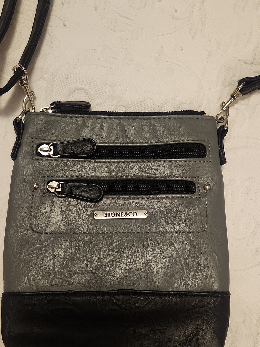 Grey and Black Crossbody Bag